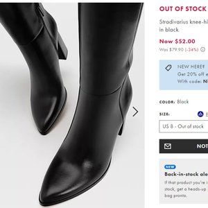 Stradivarius knee-high heeled boots in black